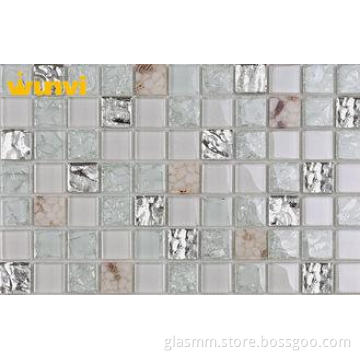 Interior Wall Decorative Cracked Glass Mosaic Tile For Bath